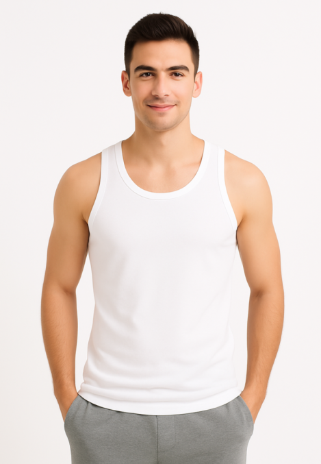 Maiou bărbați din bumbac,Alb, Engros